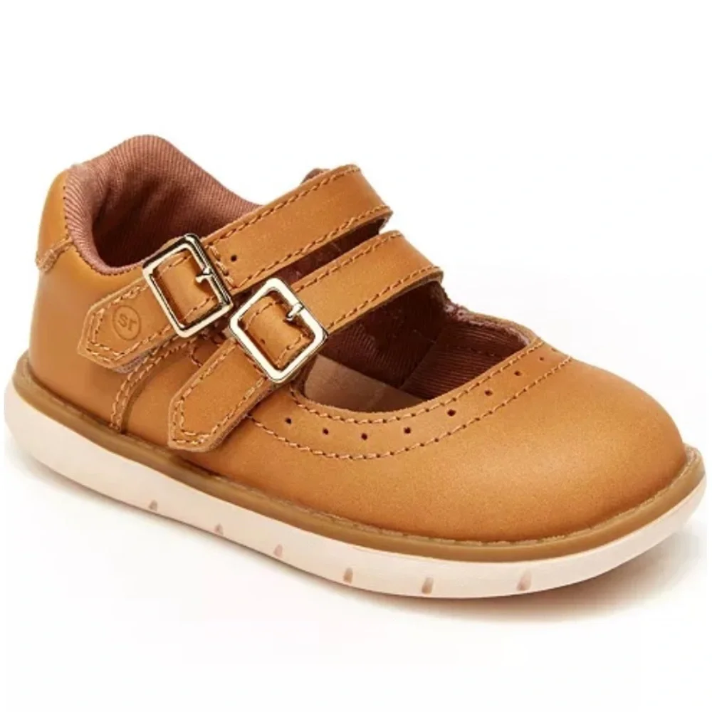 Stride Rite Cordaline Tan Leather Mary Janes Size 9.5 Kids Shoes